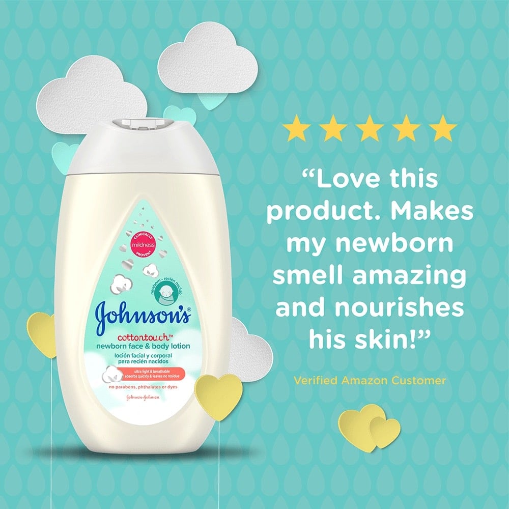 Johnson's CottonTouch Moisturizing Creamy Oil for Baby, Body Lotion with  Real Cotton and Gentle Fragrance, Hypoallergenic, Non-Greasy, Paraben-Free